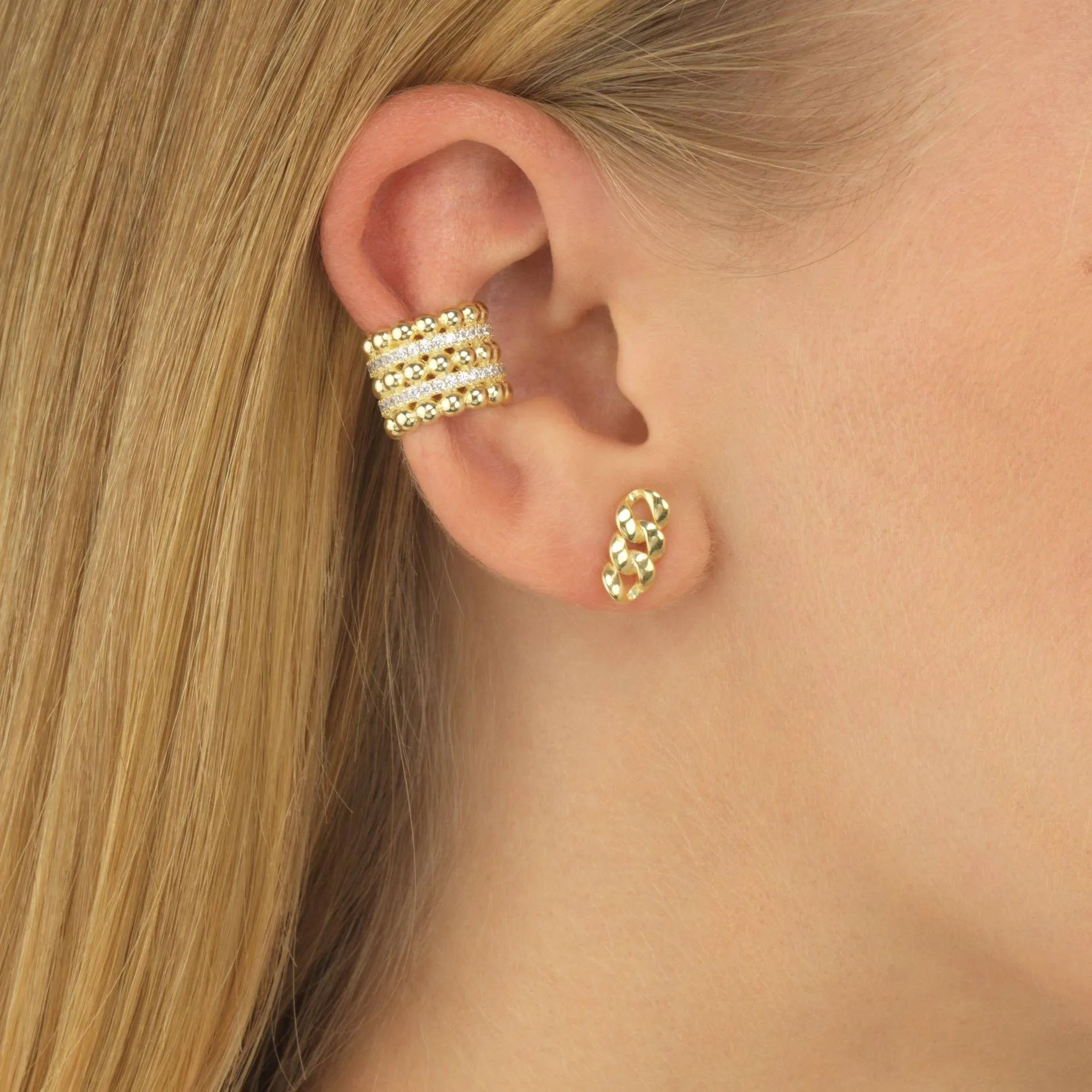 Beaded CZ Ear Cuff