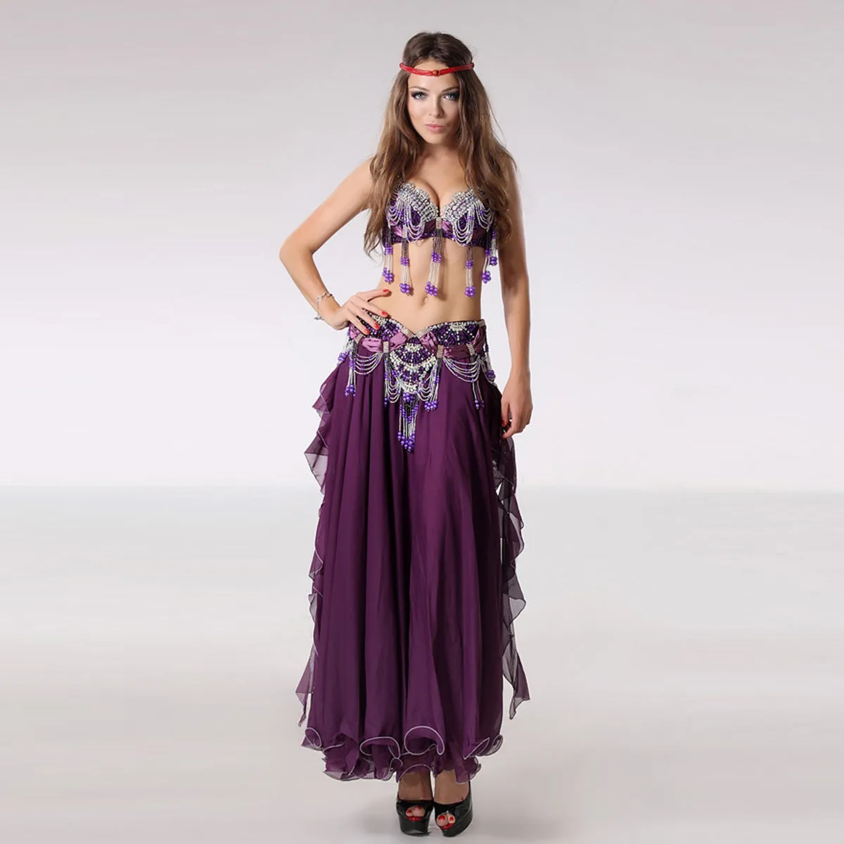 Beaded Decorated Sexy Dance Wear Plus Size Belly Dance Costume