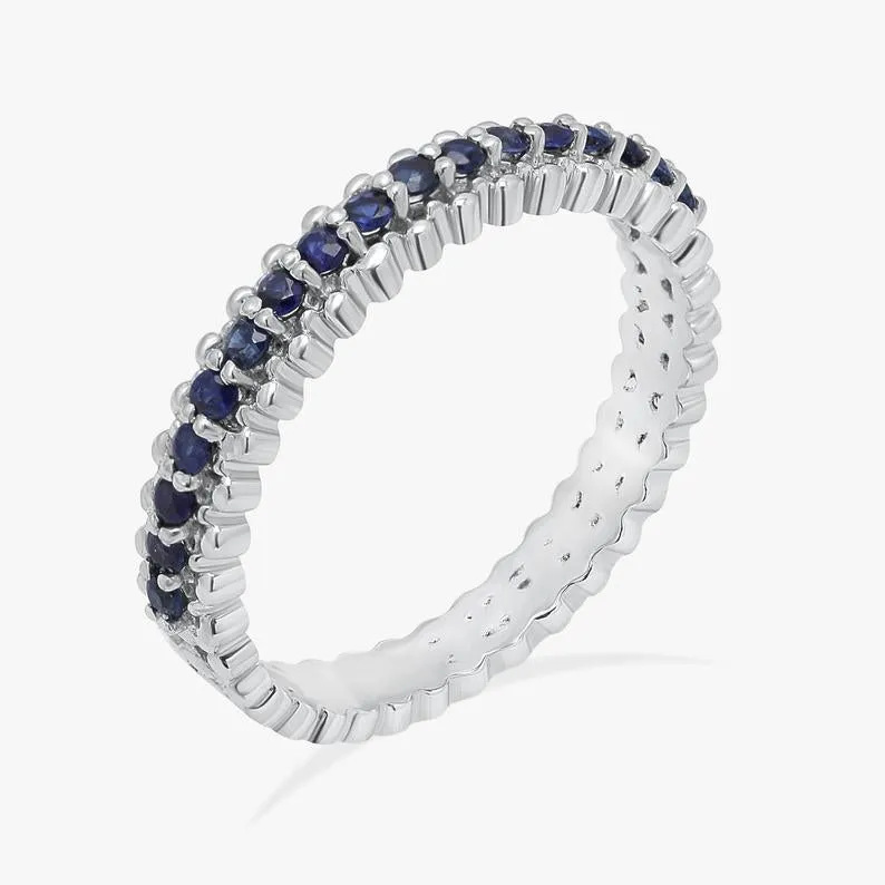 Beaded Eternity Sapphire ring