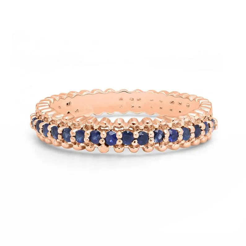 Beaded Eternity Sapphire ring