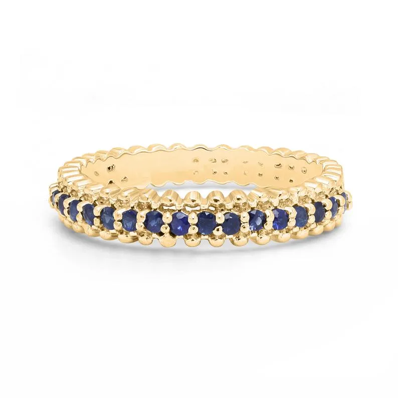 Beaded Eternity Sapphire ring
