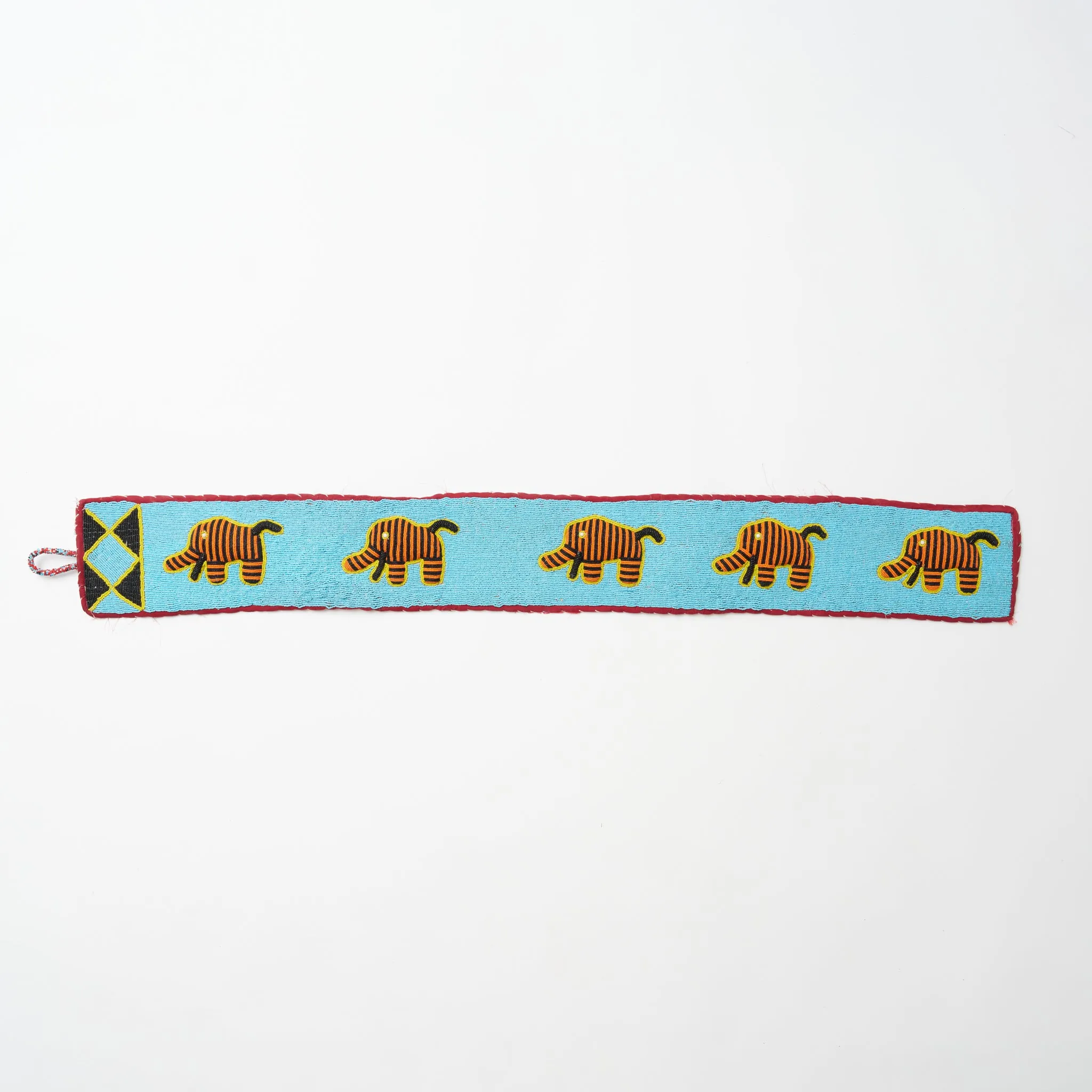 Beaded Yoruba Wall Art - Turquoise Elephant