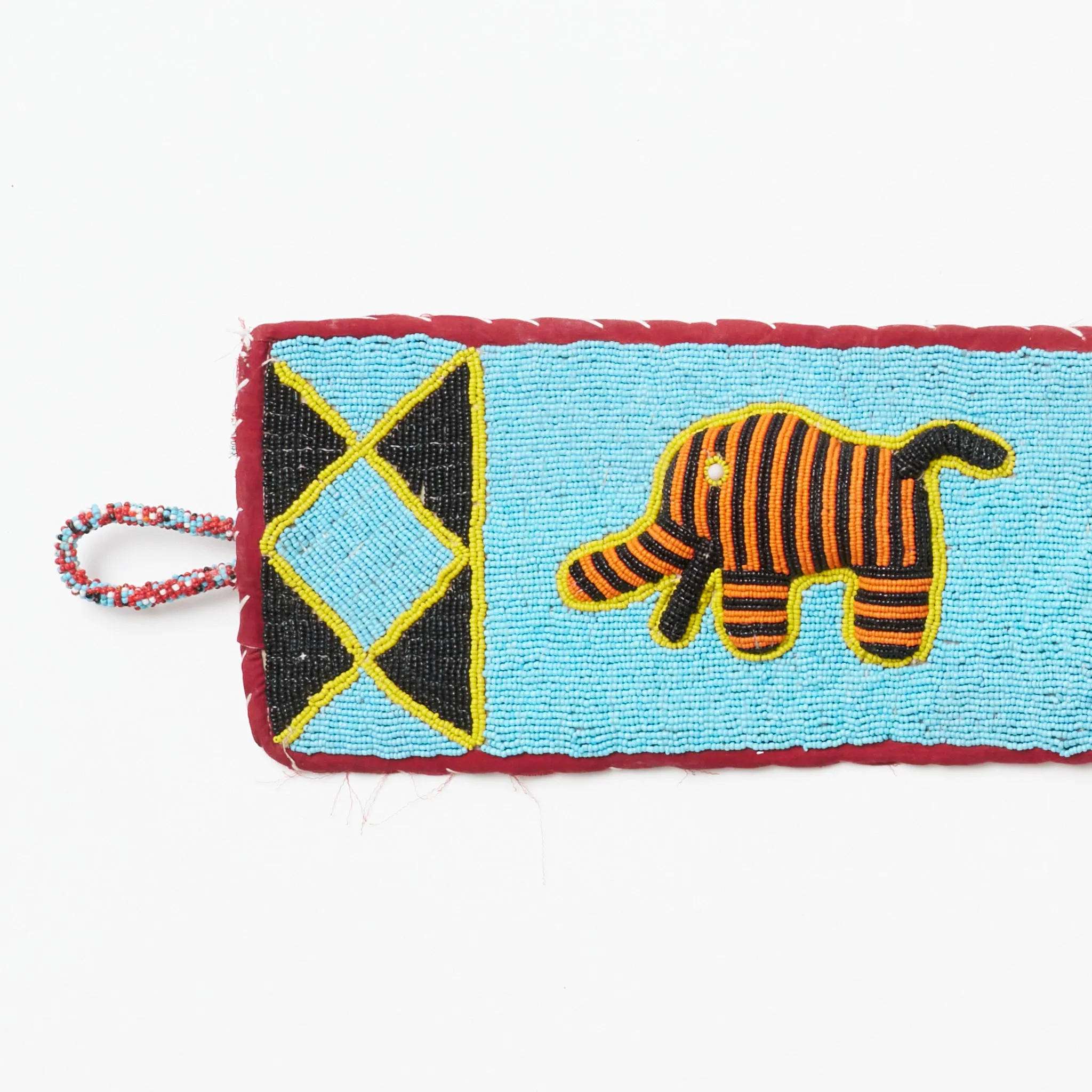 Beaded Yoruba Wall Art - Turquoise Elephant