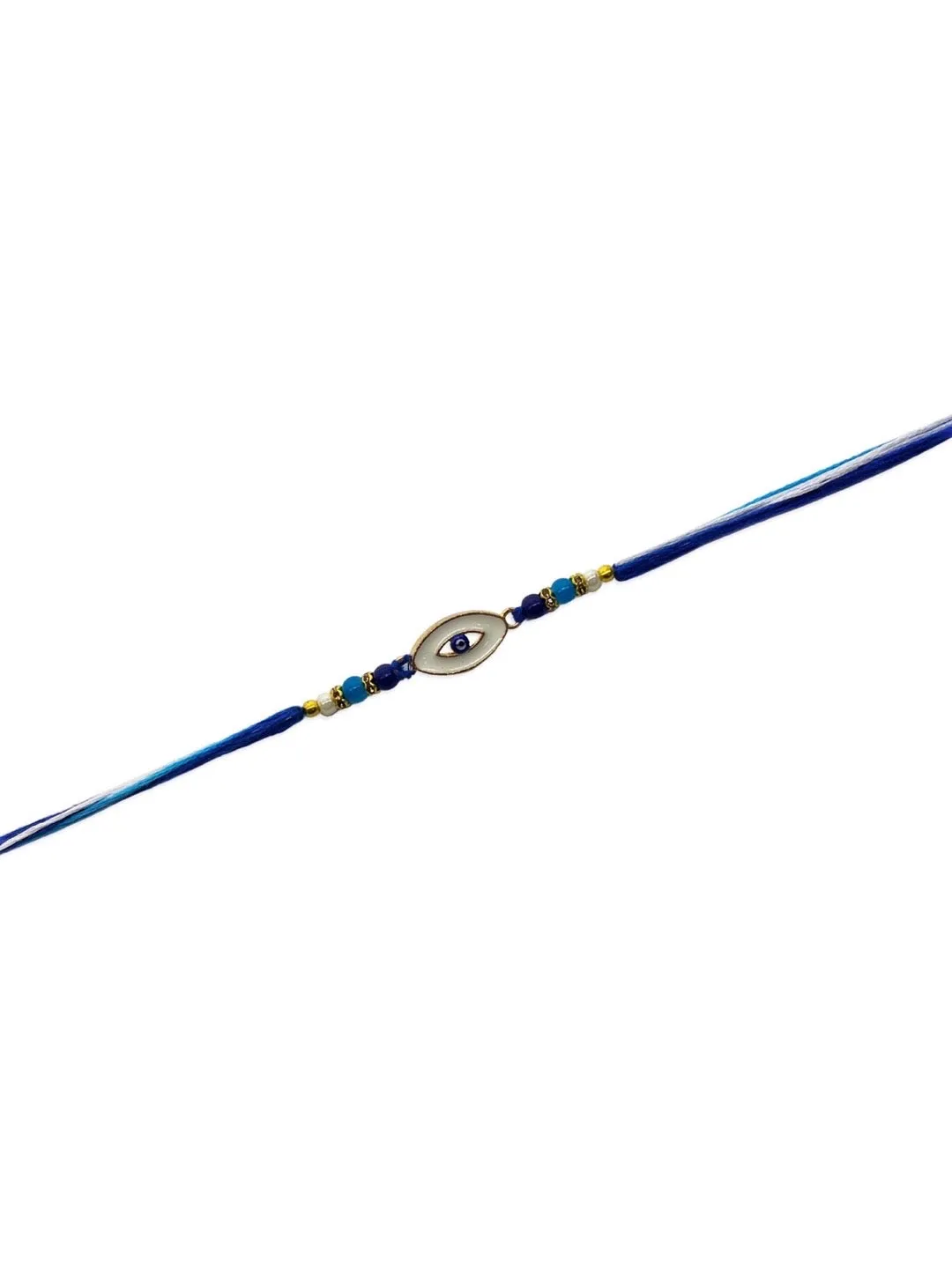 Beautiful Designer Blue Evil Eye Rakhi With Multicolor Beads Thread Rakhi For Raksha Bandhan