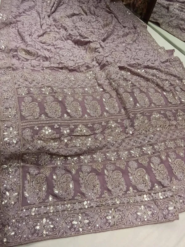 Beautiful Pure Georgette Chikankari Gotta Patti Saree