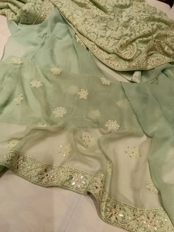 Beautiful Pure Georgette Chikankari Gotta Patti Saree