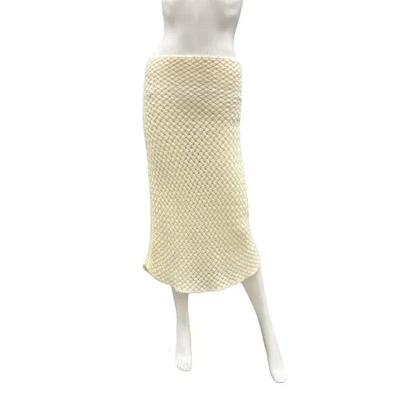 Benetton Skirt Women’s Size S/M Crochet Midi Very Soft Mohair Blend Ivory Color