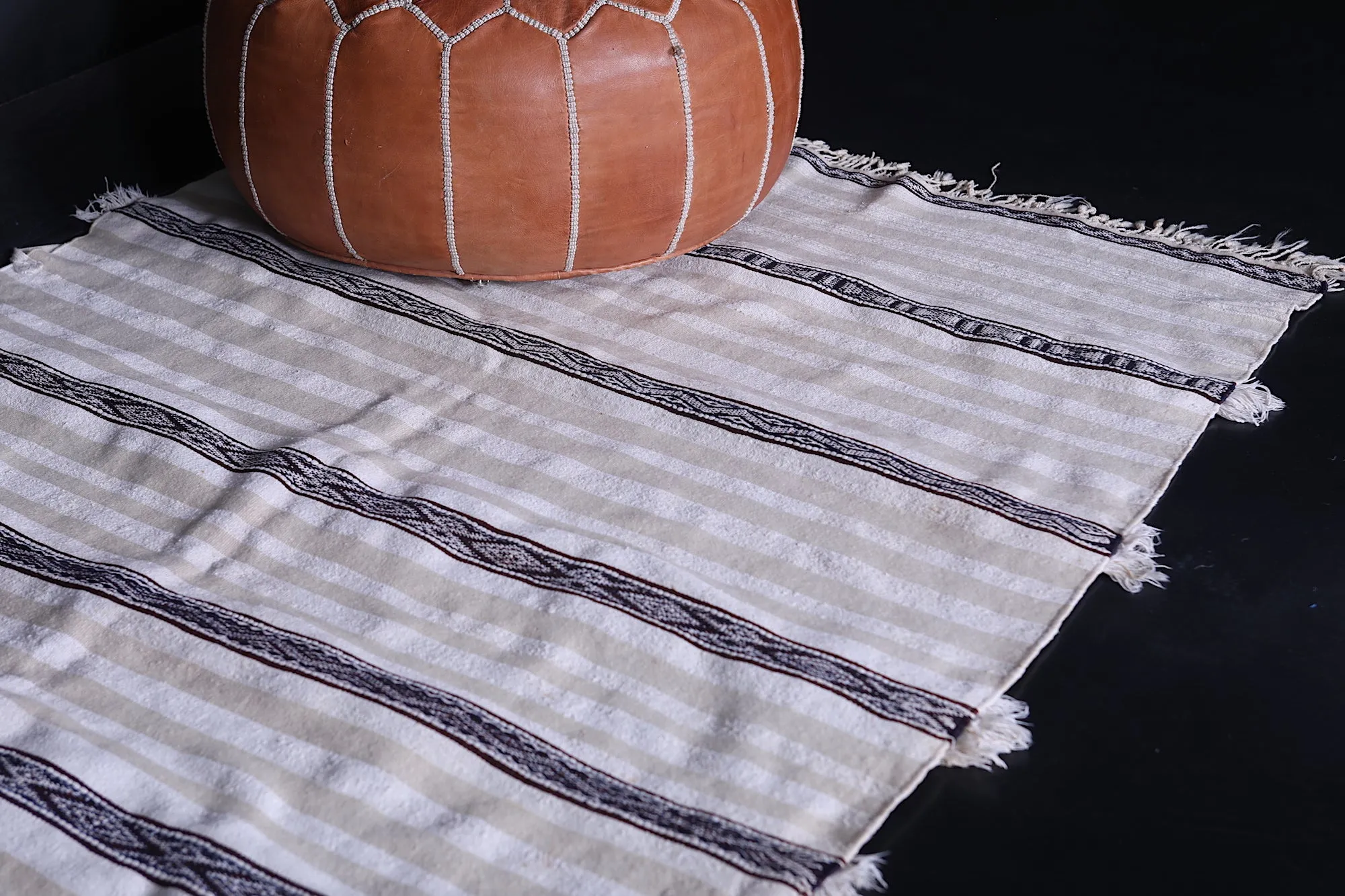 Berber Wedding Blanket Rug - 3.8 FT X 6.9 FT Traditional Handwoven Piece