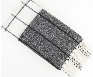 Black And Ivory Malmo Faux Mohair Check Throw