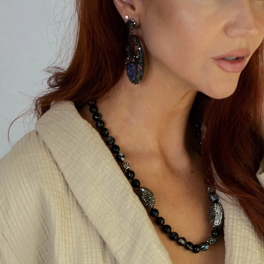 Black Tie Agate Necklace