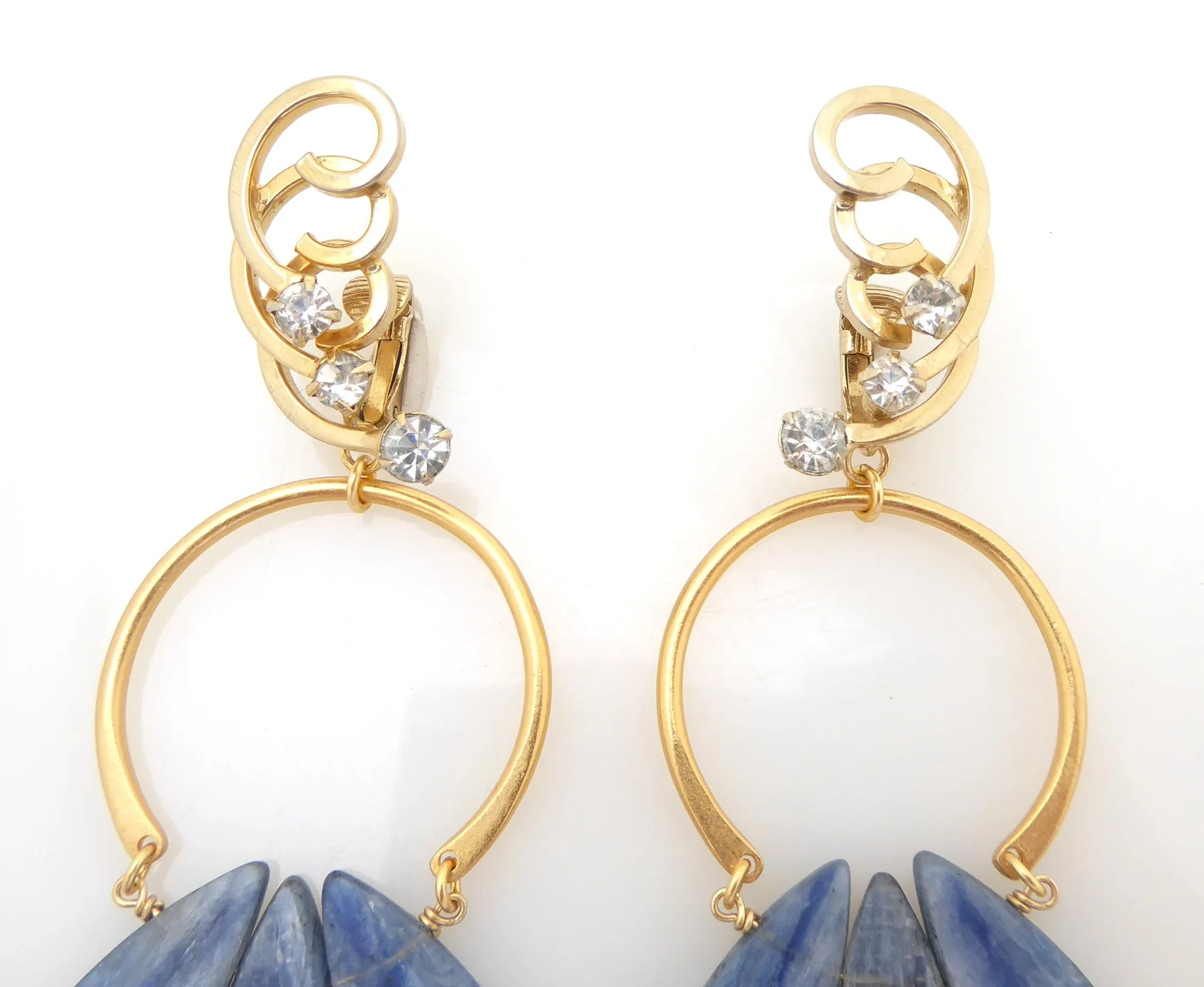 Blue kyanite fan earrings