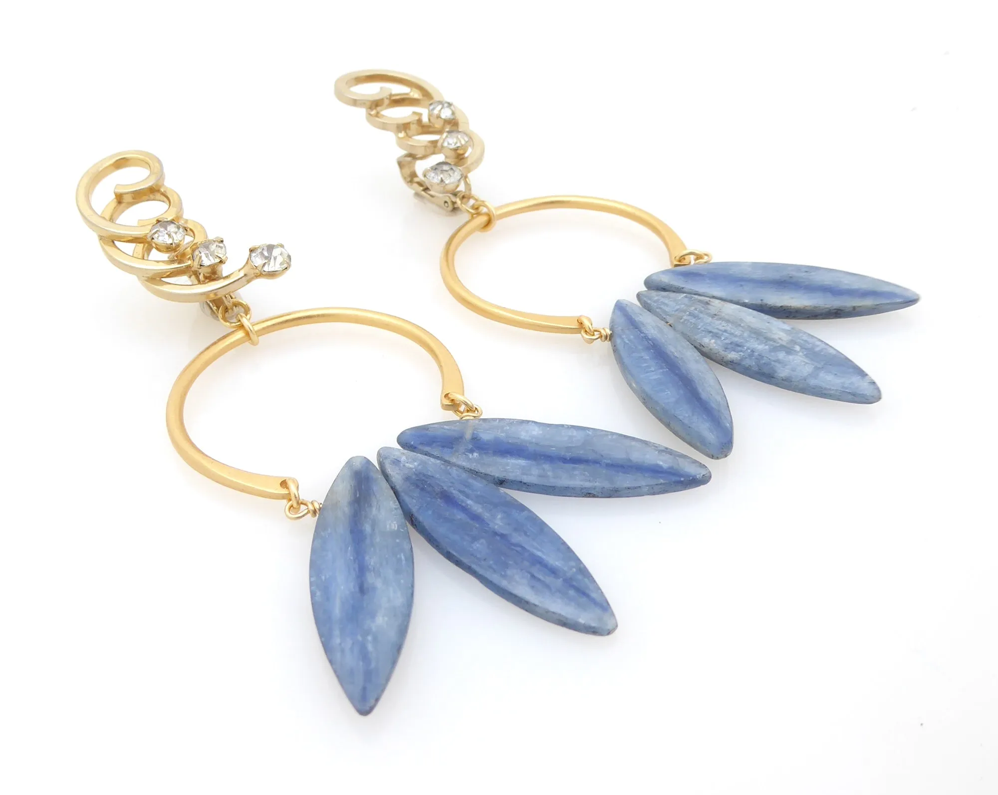 Blue kyanite fan earrings