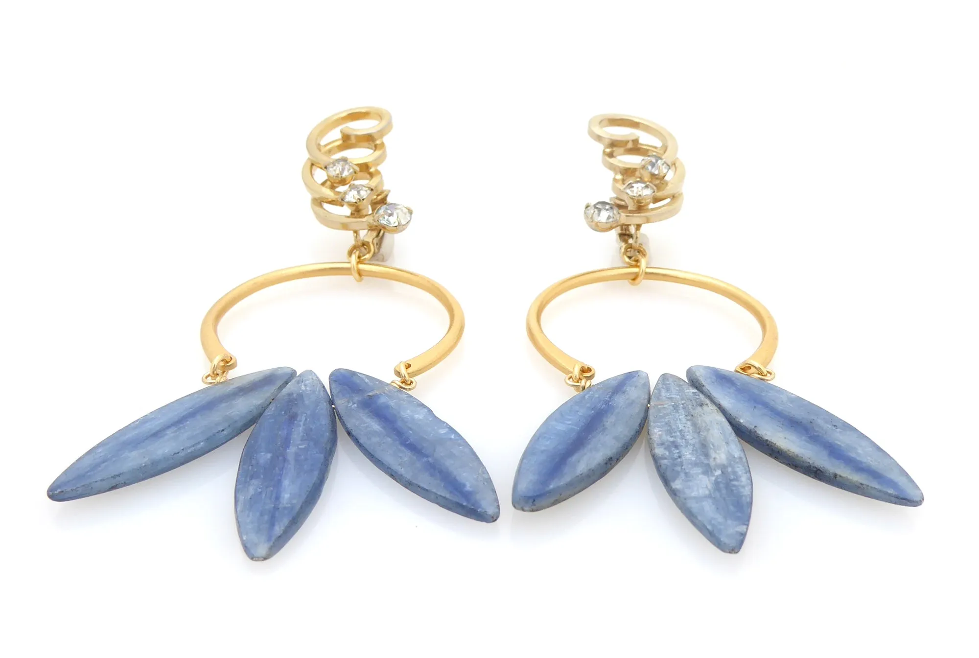 Blue kyanite fan earrings