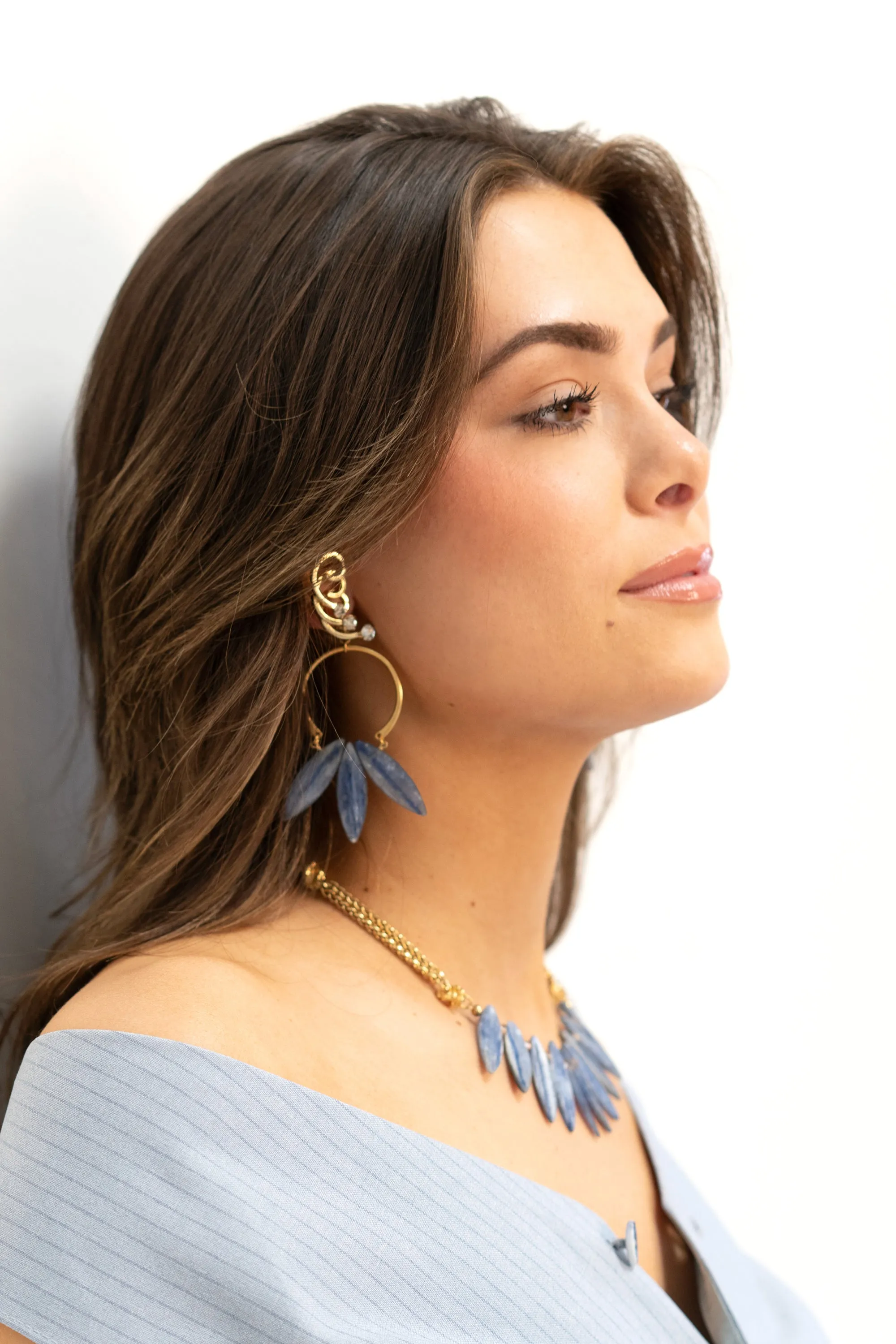 Blue kyanite fan earrings