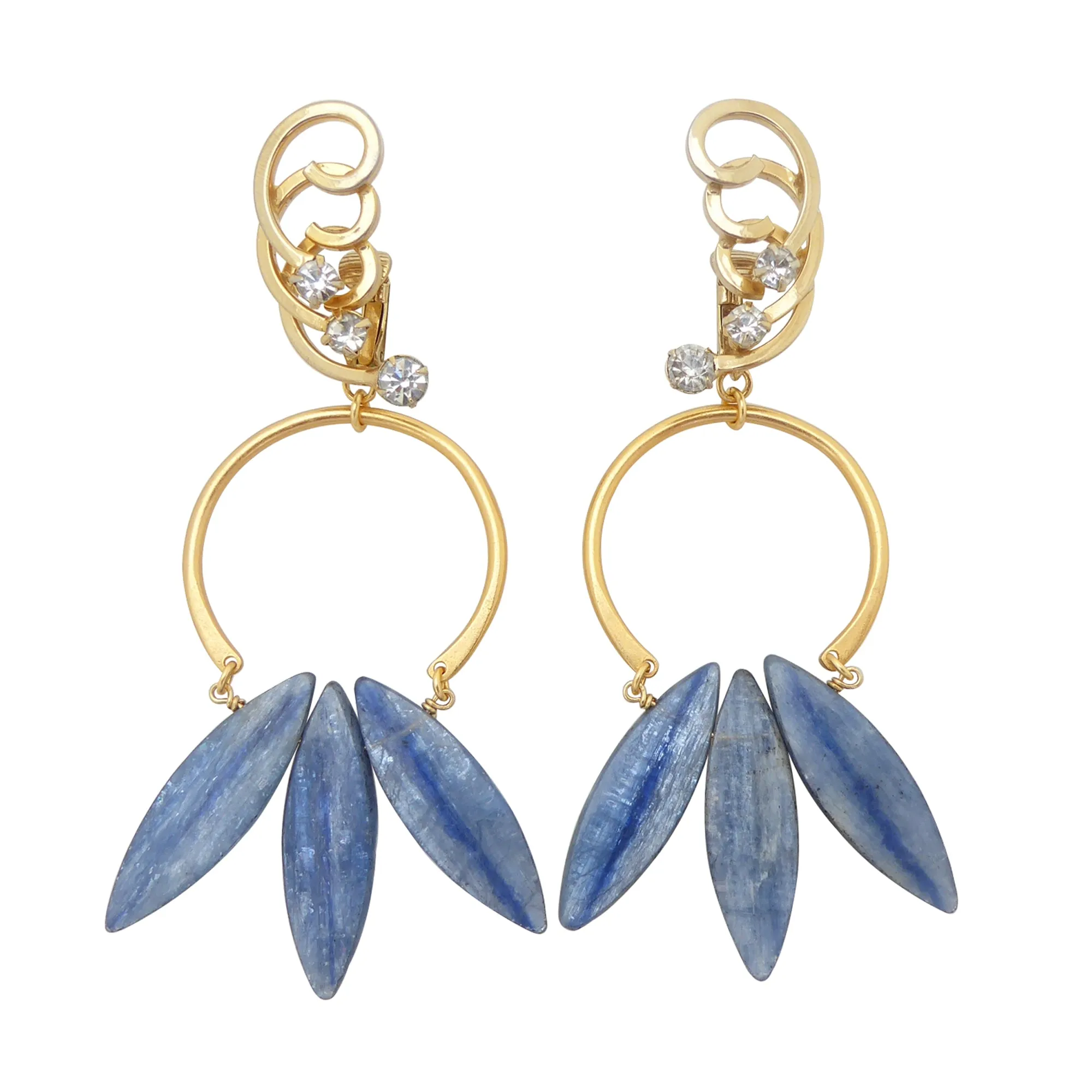 Blue kyanite fan earrings