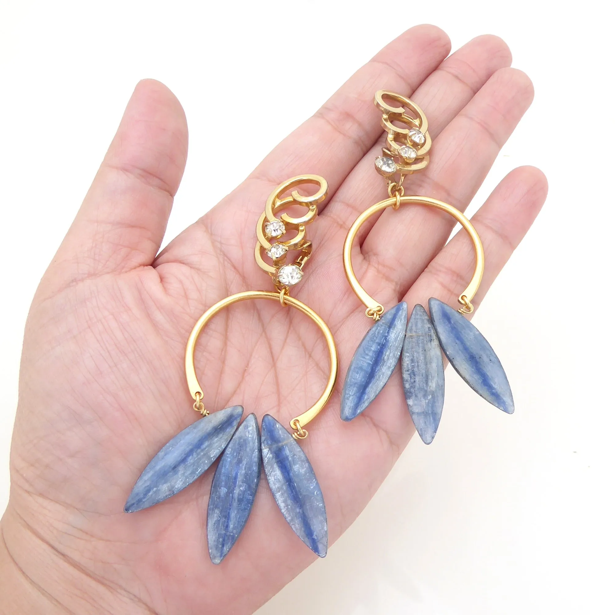 Blue kyanite fan earrings
