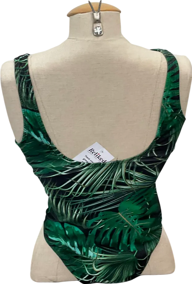 boohoo Green Tropical Print Swimsuit UK 8
