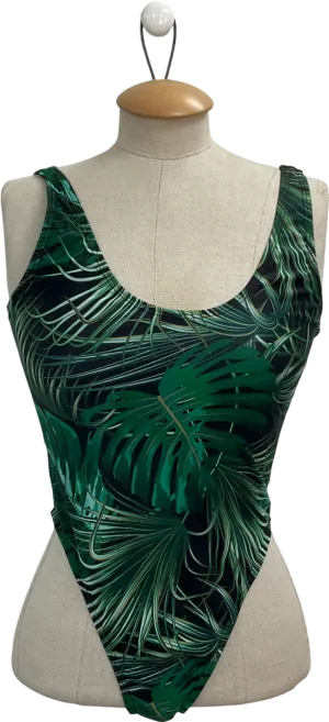 boohoo Green Tropical Print Swimsuit UK 8