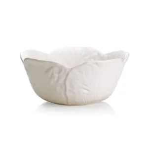 Bordallo Pinheiro Cabbage Ceramic Tall Salad Bowl, Cream