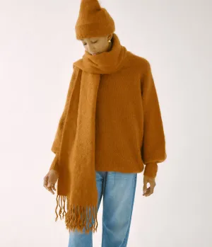 Brushed Mohair Scarf in Cognac