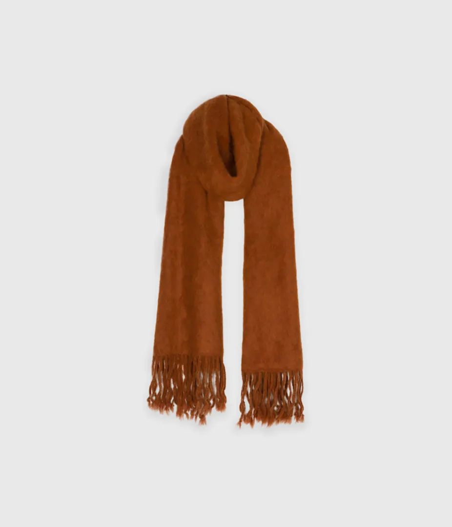 Brushed Mohair Scarf in Cognac