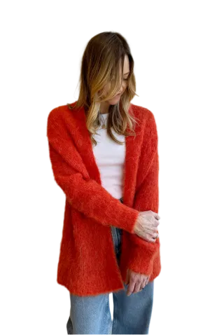 Bymi cardigan in blood orange melange