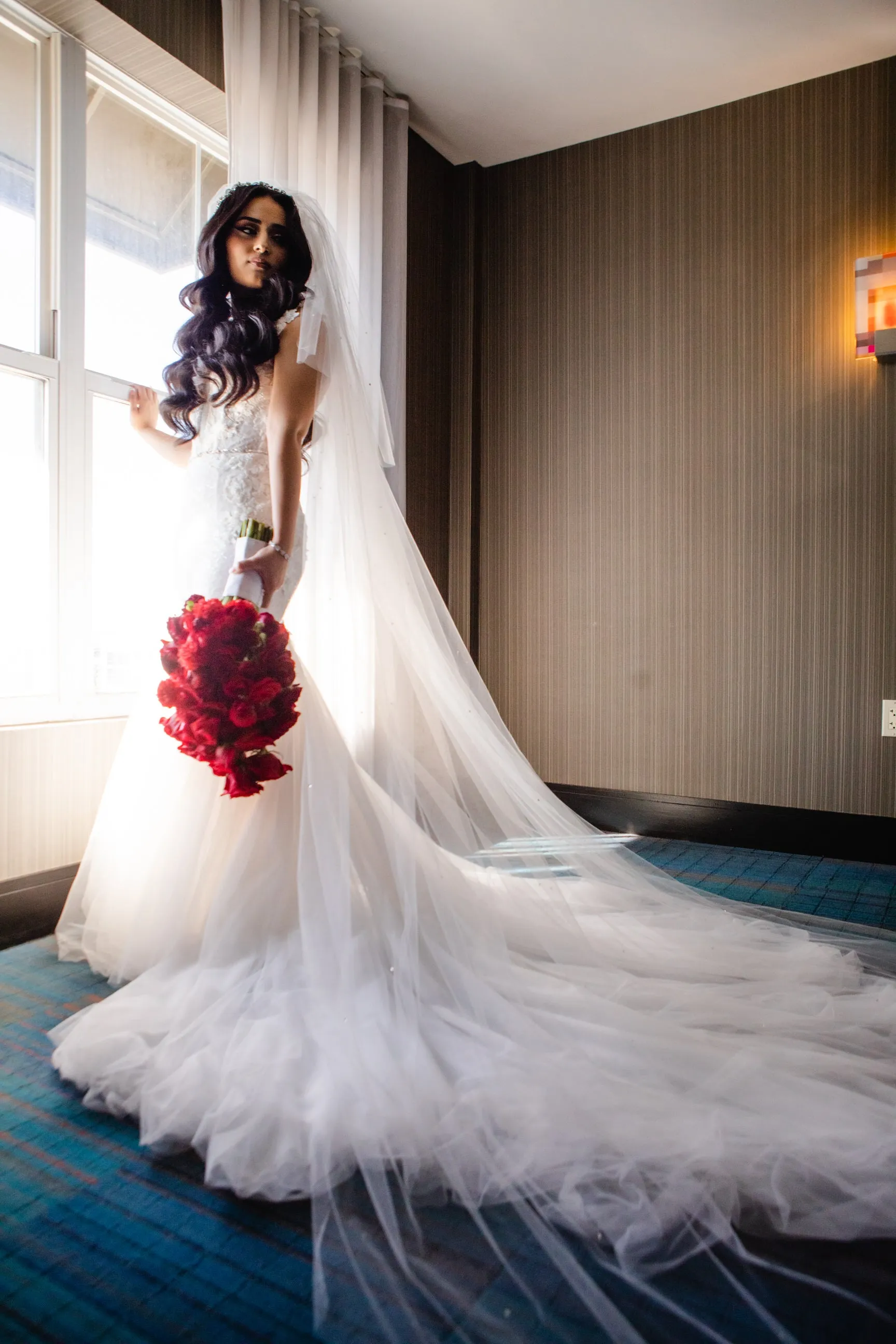 Cathedral Length Wedding Veil with Scattered Rhinestone Crystals