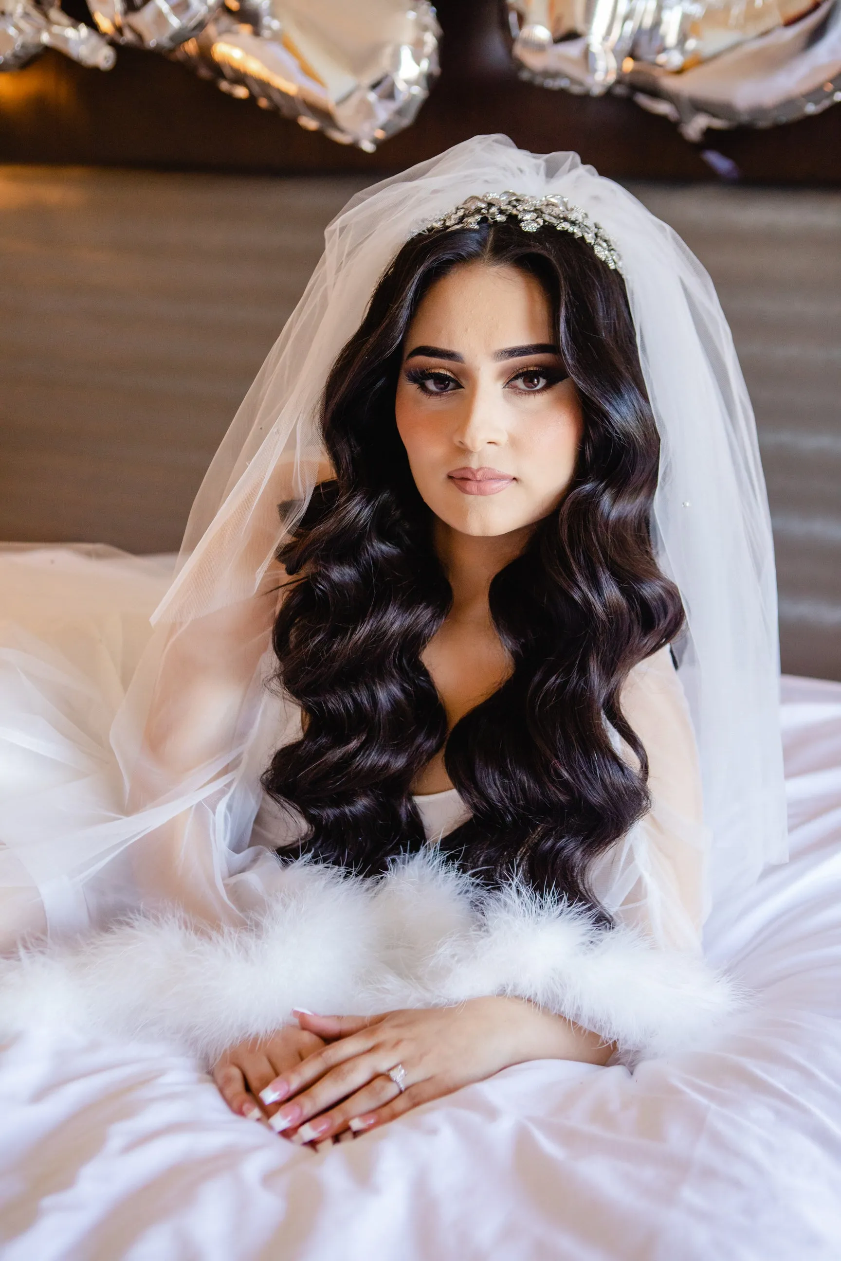 Cathedral Length Wedding Veil with Scattered Rhinestone Crystals