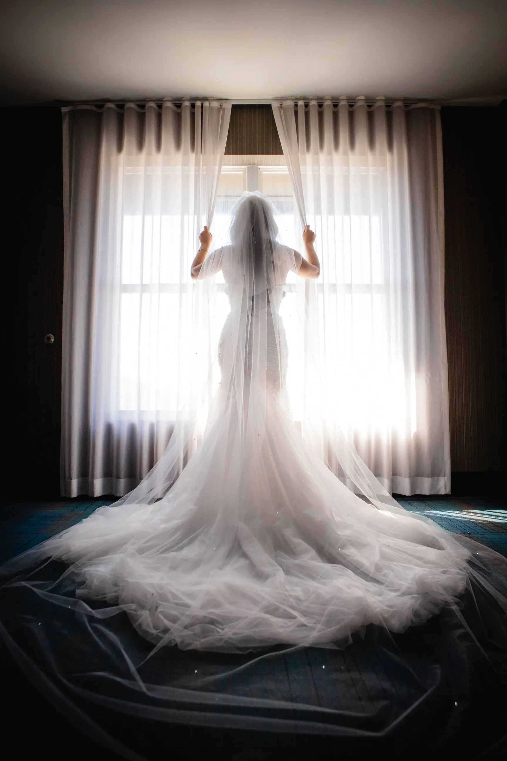 Cathedral Length Wedding Veil with Scattered Rhinestone Crystals