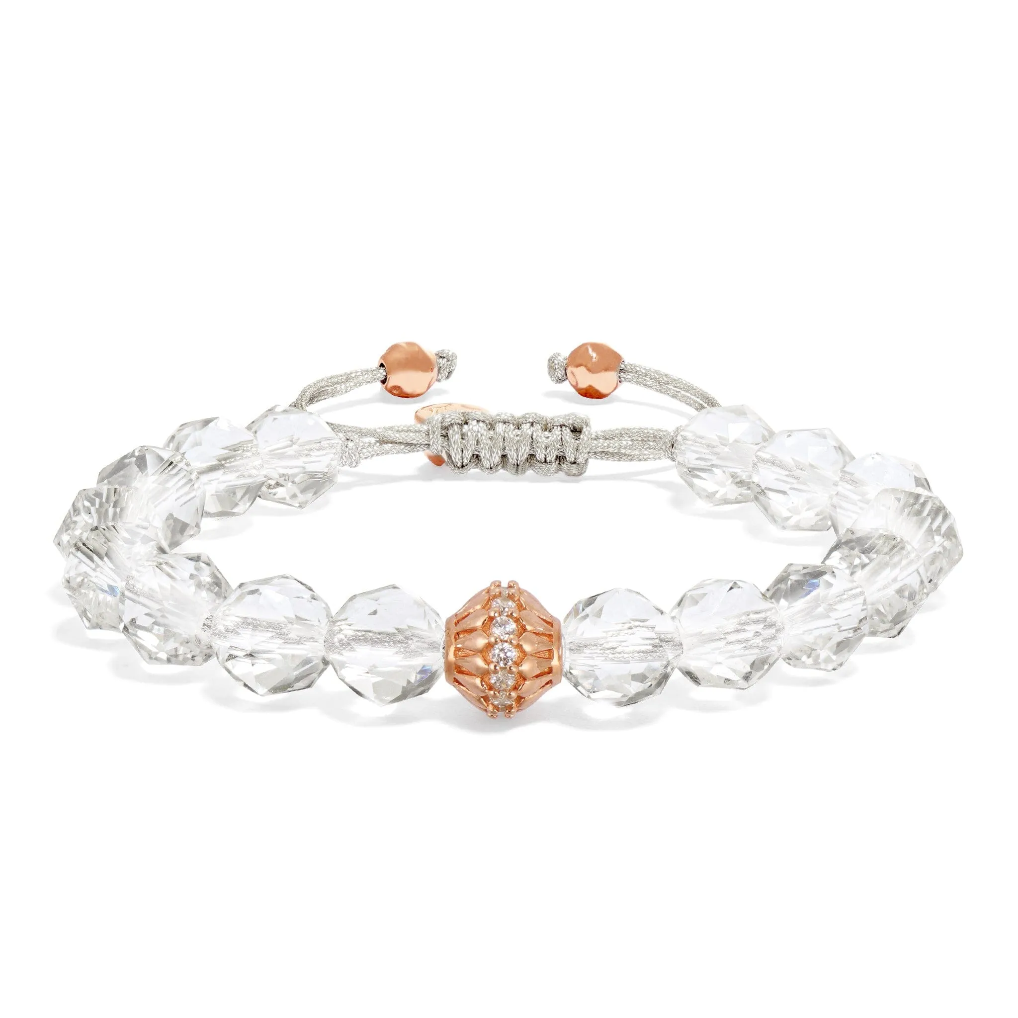 Cloudberry Clear Quartz Macrame Bracelet