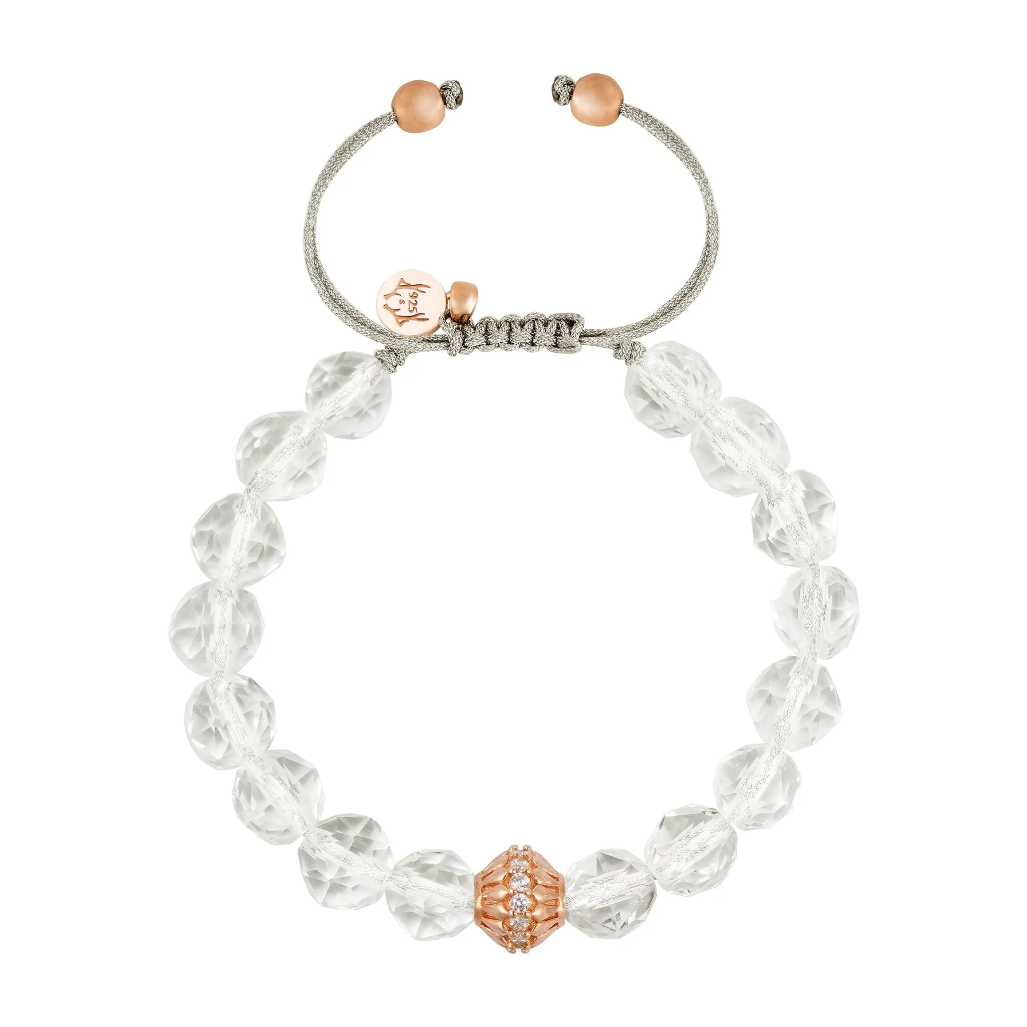 Cloudberry Clear Quartz Macrame Bracelet