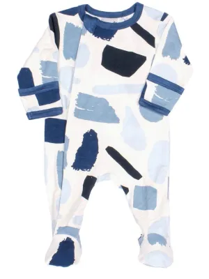 Coccoli Blue Abstract Modal Footie with Zipper