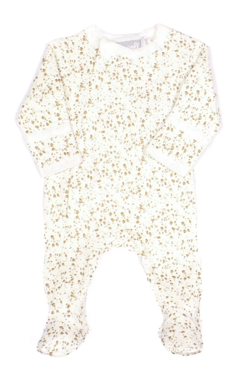 Coccoli Cream with Gold Modal Footie with Zipper