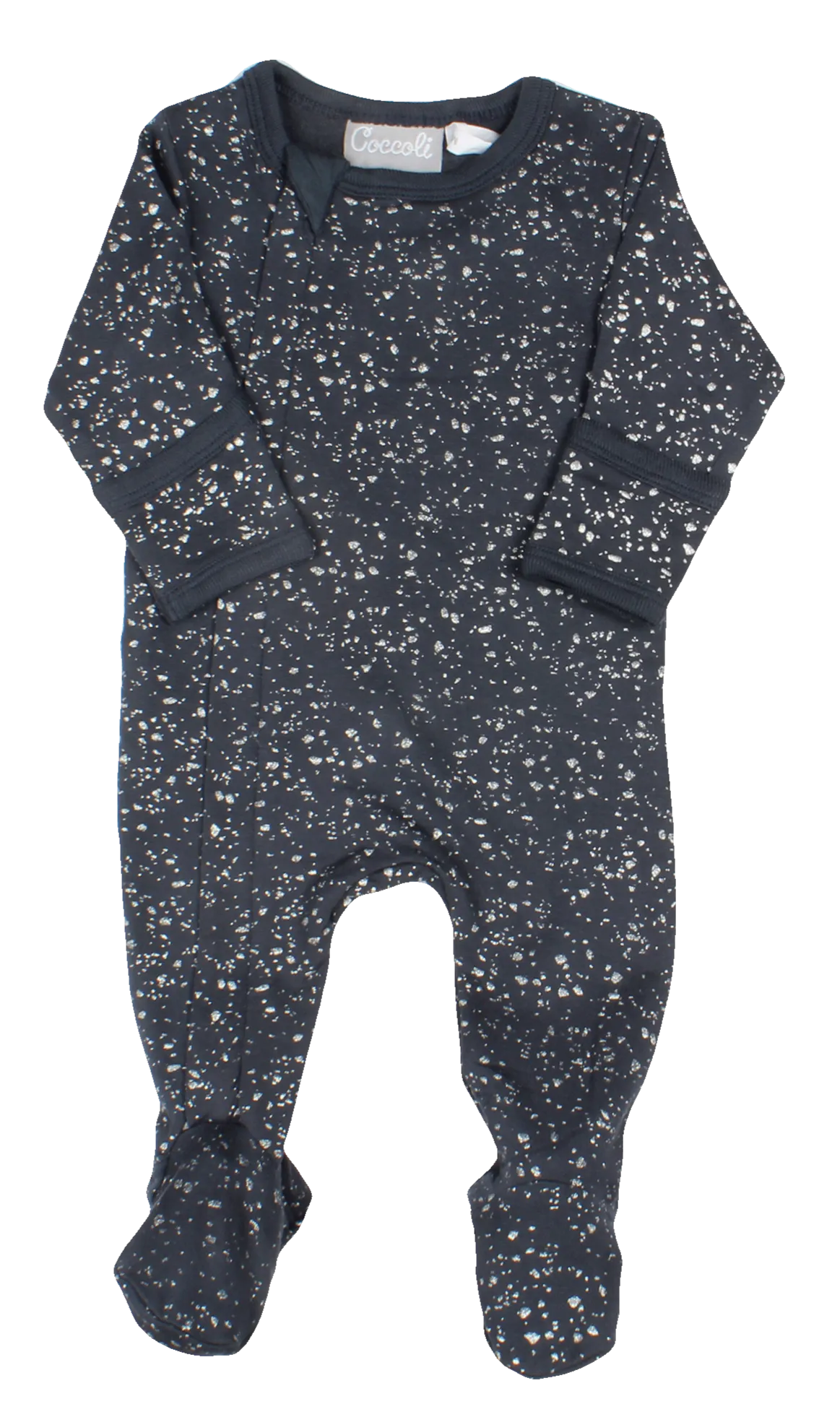 Coccoli Navy with Silver Modal Footie with Zipper