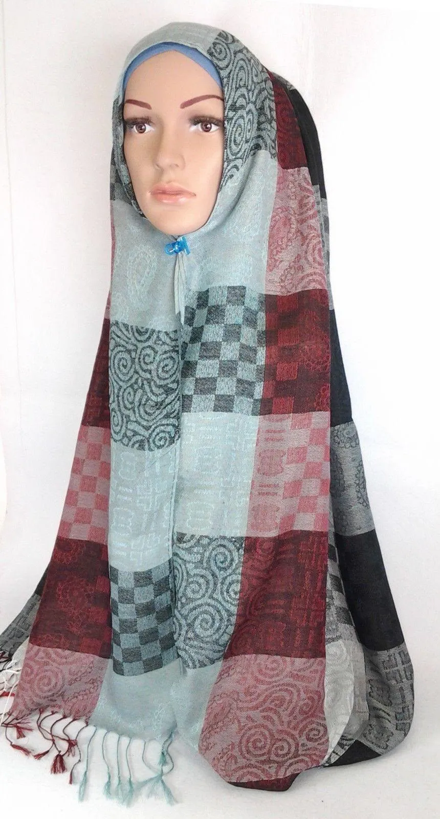 Cotton Blend Hijab Gridiron Muslim Long Scarf Hijab Islamic Shawls