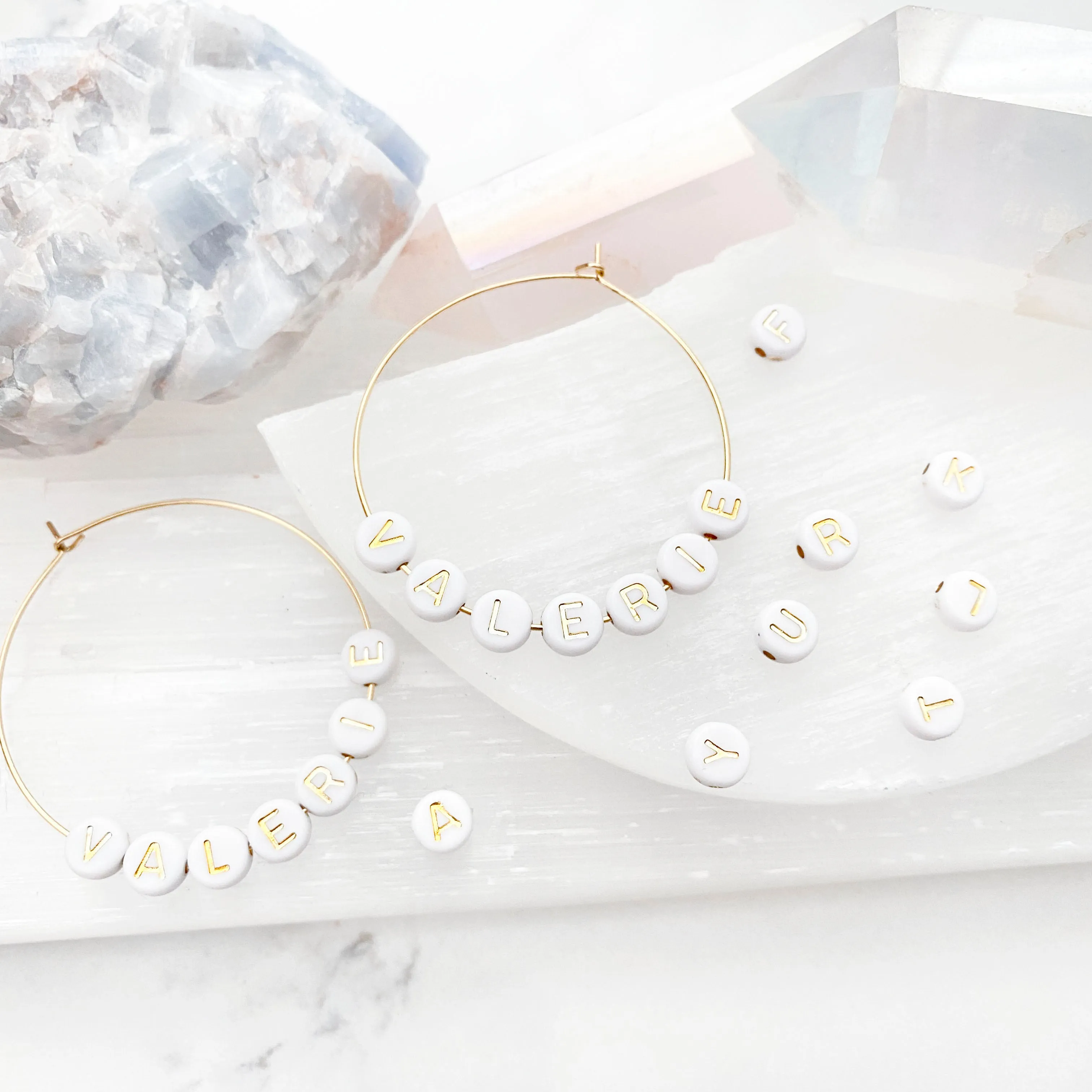 Custom Name Or Word Beaded Hoops