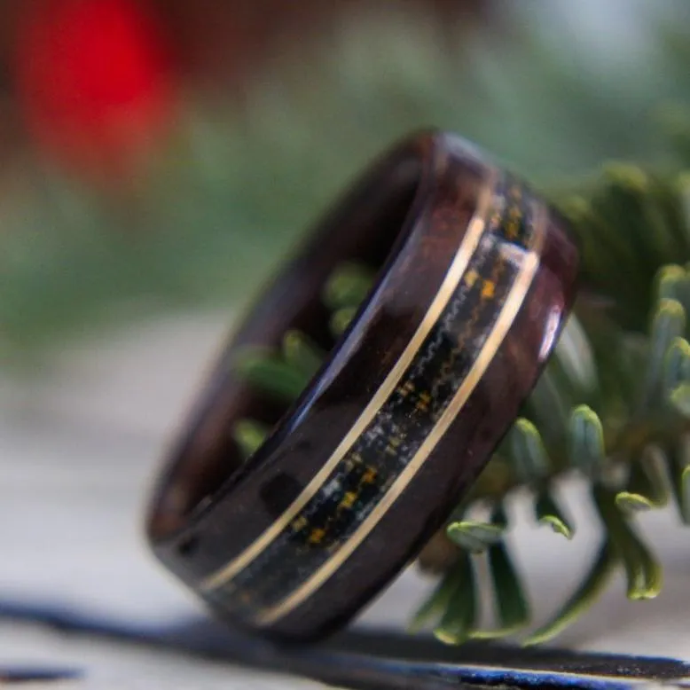 Custom Tartan | Men's Rosewood Wedding Band with Custom Tartan & Dual Metal Inlays