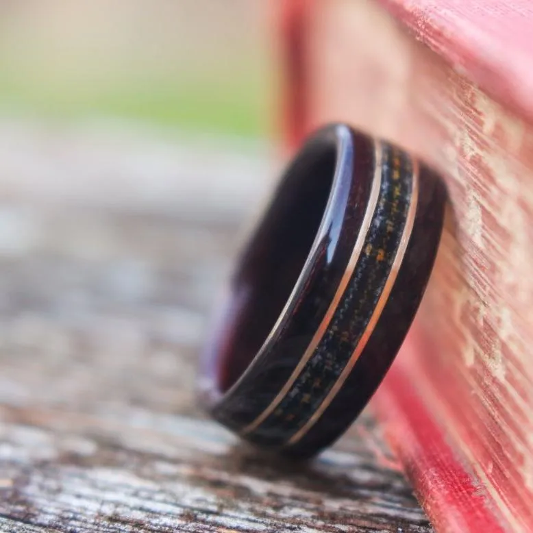 Custom Tartan | Men's Rosewood Wedding Band with Custom Tartan & Dual Metal Inlays