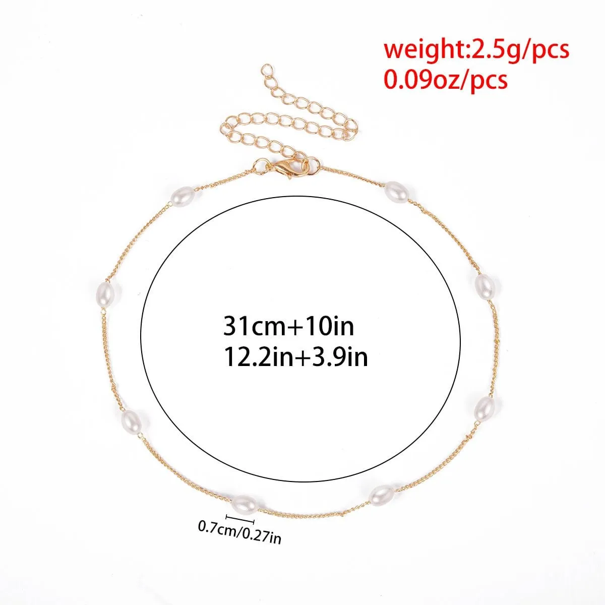 Dainty Beaded Pearl Chain Necklace - Minimalist Gold Silver Tone Curb Link Pearl Chain Necklace