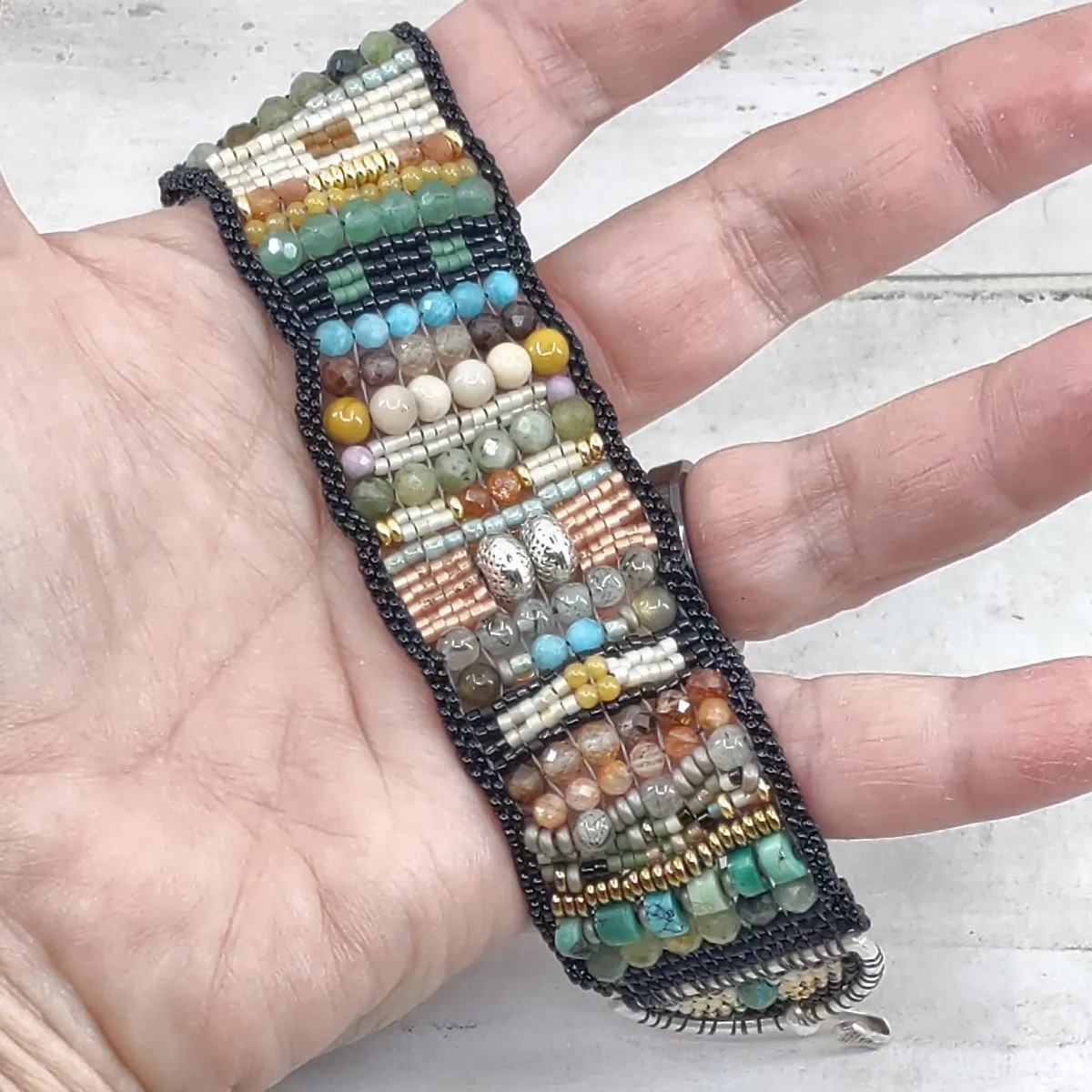 Desert Moss Gemstone Band Bracelet