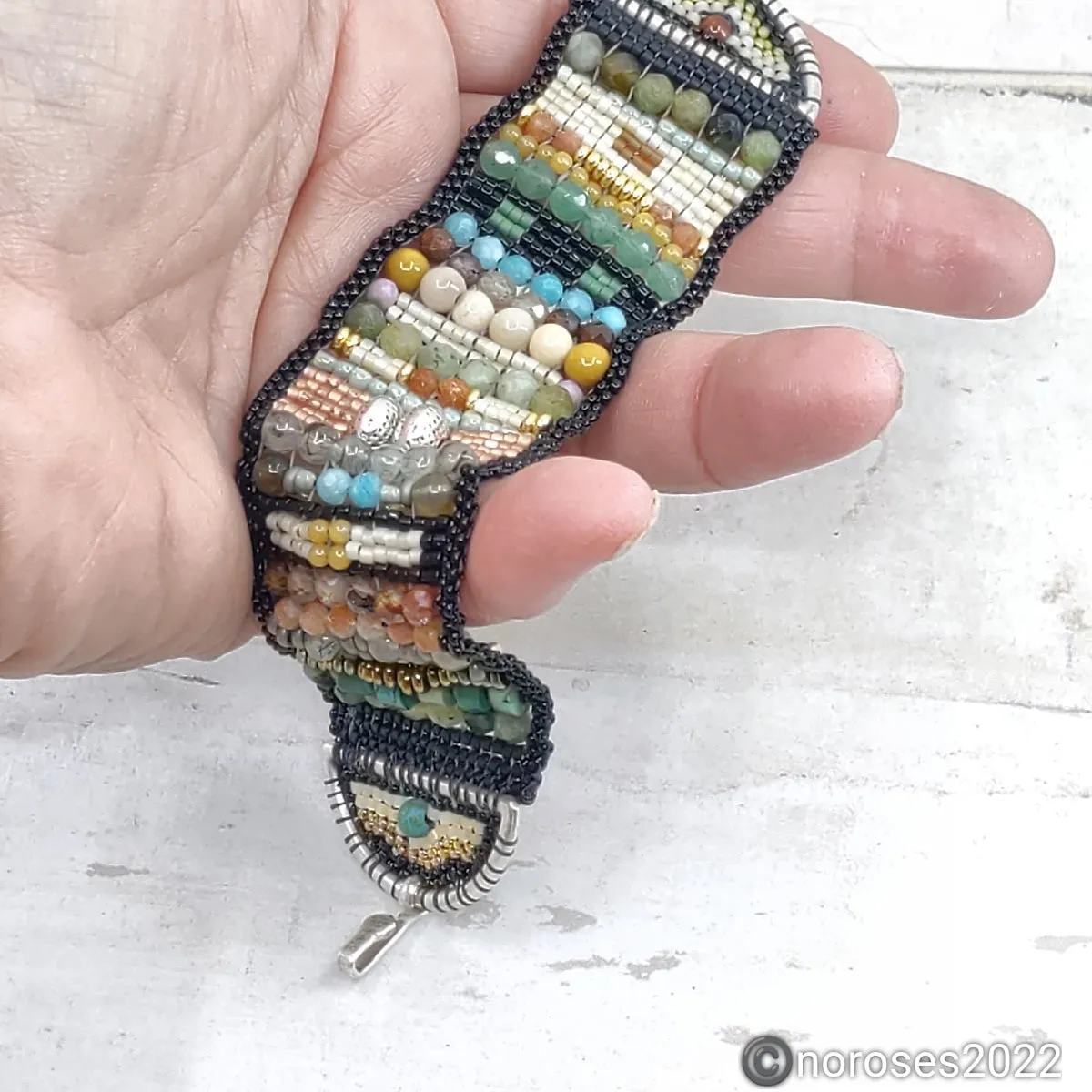 Desert Moss Gemstone Band Bracelet
