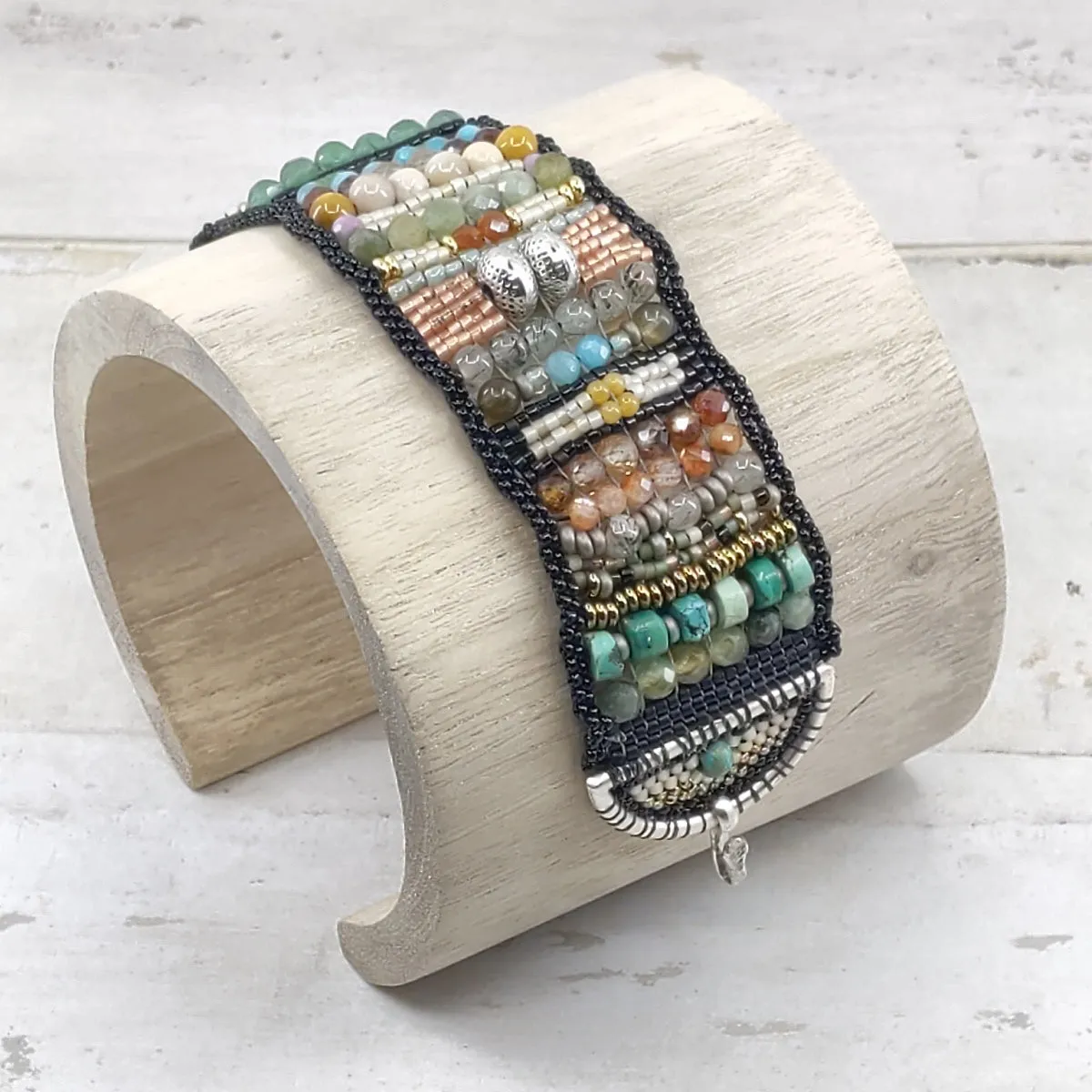 Desert Moss Gemstone Band Bracelet