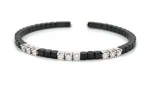 Diamond and Ceramic Beaded Bangle Bracelet 0.84ct tw