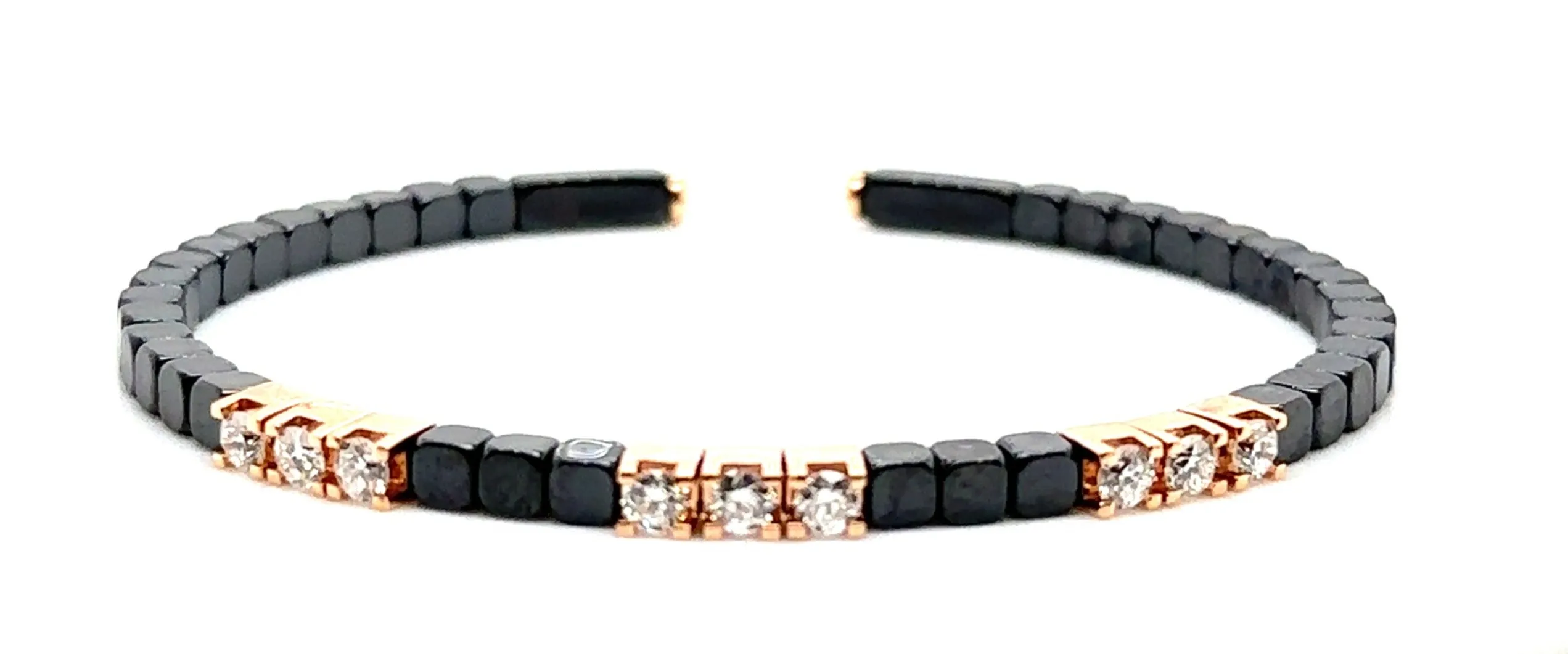 Diamond and Ceramic Beaded Bangle Bracelet 0.85ct tw