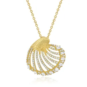 Diamond Baguette Shell Necklace