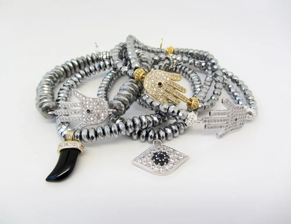 Double-Strand Hamsa Charm Bracelet