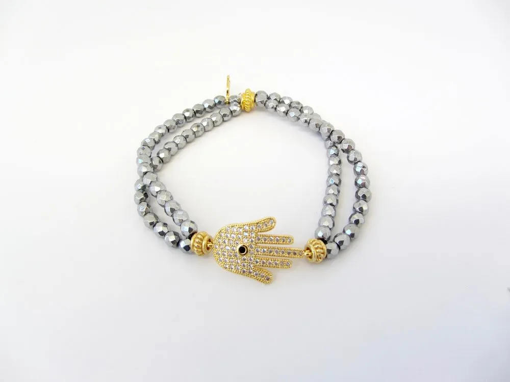 Double-Strand Hamsa Charm Bracelet