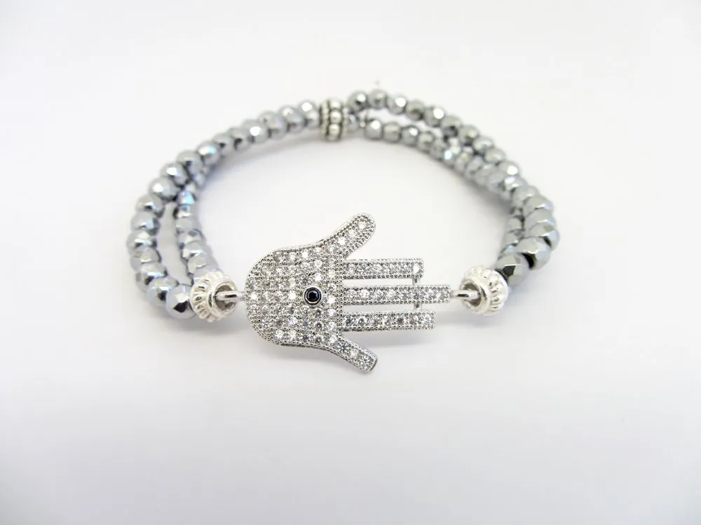 Double-Strand Hamsa Charm Bracelet