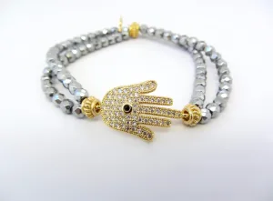 Double-Strand Hamsa Charm Bracelet