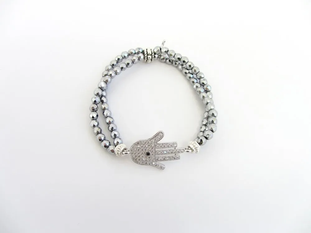 Double-Strand Hamsa Charm Bracelet